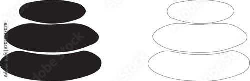 Zen stones icon, symbol of balance, harmony, spa relaxation and meditation, vector icon in two styles: glyph and outline.
