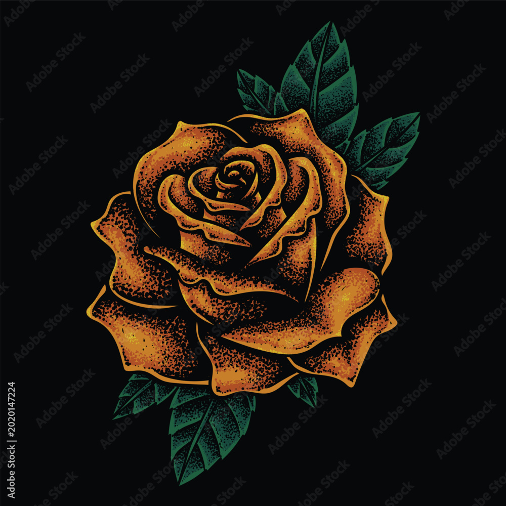 Quadro su tela Orange rose flower illustration