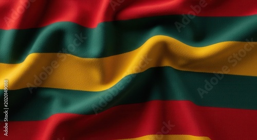 Waves of vibrant colors in the ethiopian national flag fabric
