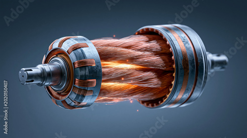 A highly detailed and realistic image of an electric motor's internal components