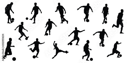 football silhouettes player set illustration icones design.