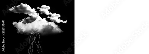 Foto A large white cloud with lightning bolts on a dark background in the sky transpa