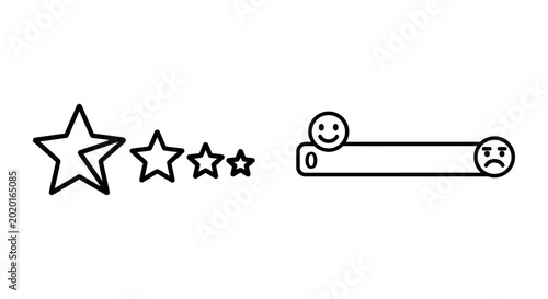 Star rating and nps scale icons for customer feedback with feedback customer satisfaction analysis business performance comparison illustration interface experience recommendation promoter
