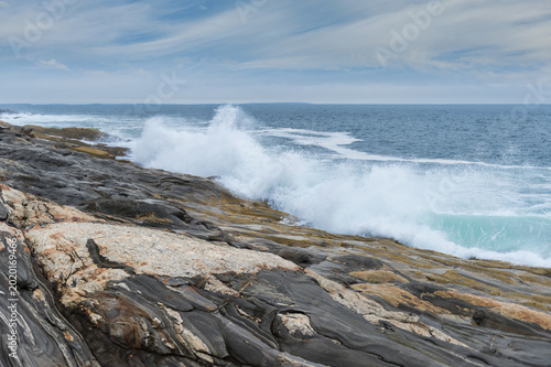 Wave Crashes Over Rocks of Maine,