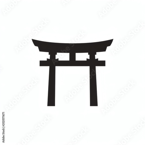 Japanese Torii Gate Silhouette Icon Black Color Shinto Religion Symbol