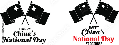 Tableau sur toile China National Day Celebrations with Flags and Text on White Background