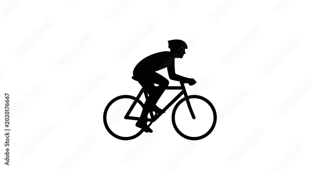 Fototapeta premium cyclist silhouette on a bicycle side view isolated on white