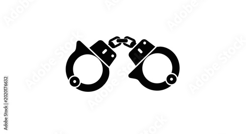 Tableau sur toile handcuffs silhouette on a white background