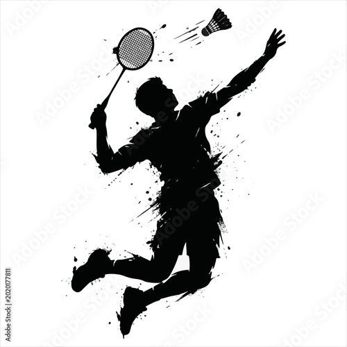 Foto Badminton Smash Silhouette Vector – Dynamic Sports Action Illustration