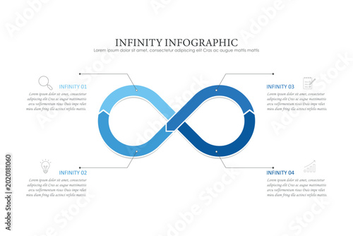 Cuadro en lienzo infinity infographic presentation design template with 2 steps or options