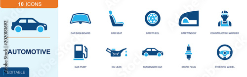 Schilderij op canvas Automotive service icon set