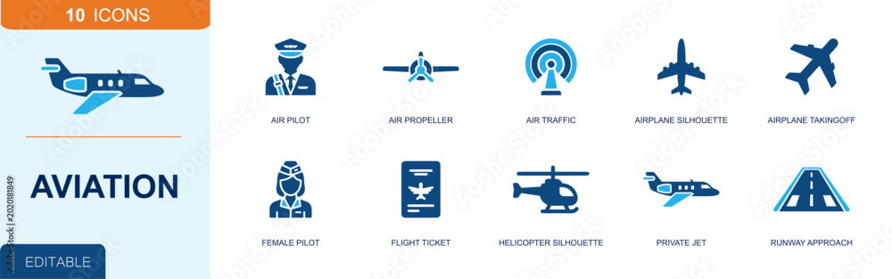 Photos Aviation icon set