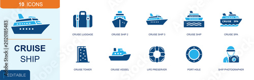 Photos Cruise ship icon set