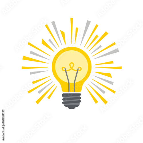 Bright Yellow Light Bulb Vector Illustration for Creative Idea and Innovation