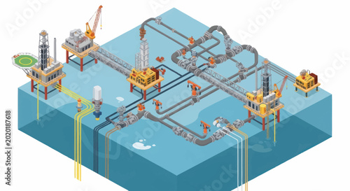 Fotografija Offshore oil and gas platform infrastructure schematic isometric view