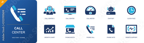 Bild auf Leinwand Call center icon set