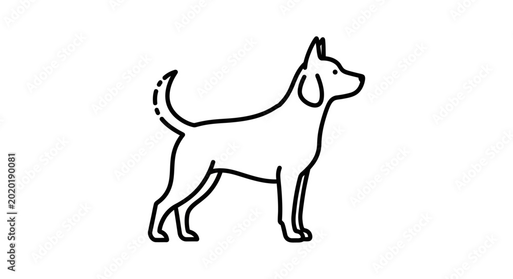 Fototapeta premium Simple Line Art Dog Icon, Minimalist Outline Pet Silhouette, Vector Illustration