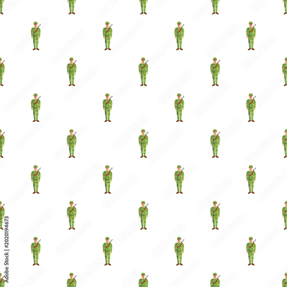 Fototapeta premium Soldiers in green uniform with rifles creating a repeating pattern