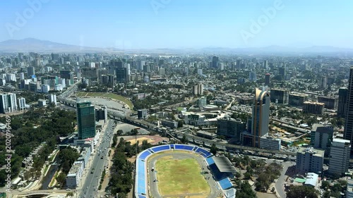Aerial of Addis Ababa and Meskel Square Ethiopia