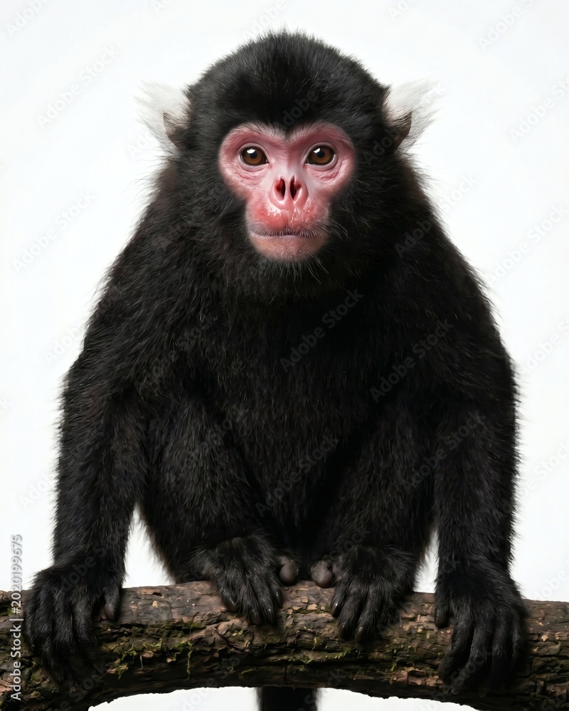 Fototapeta premium Myanmar snub-nosed monkey (Rhinopithecus strykeri), isolated on a white background.