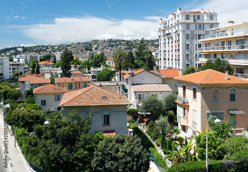 Bild auf Leinwand Nice residential district view with traditional terracotta rooftops and historic Belle Epoque villas
