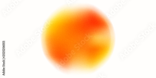 Orange circle gradient noise gradation. Abstract color watercolor blur mesh shape on white background. Gradient aura, grain neon blob with noise effect vector illustration.