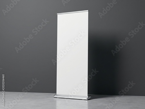 Clean white rollup display banner template for presentation or exhibition