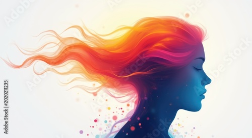 Woman with long hair blowing in the wind mental health