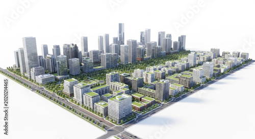 Modern Cityscape Aerial View of Buildings and Streets.
