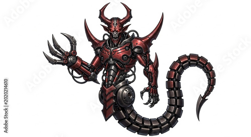 Tableau sur toile Mechanical demon creature with robotic tail and claws.