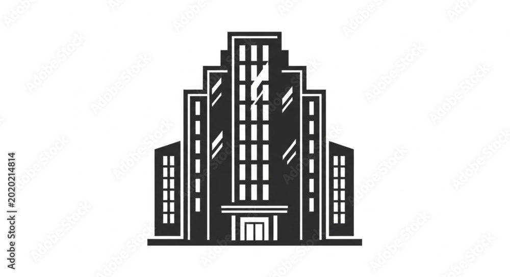 Fototapeta premium Modern Art Deco Style Skyscraper Building Silhouette.