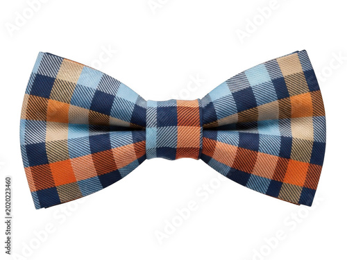 Colorful plaid bow tie isolated on transparent background