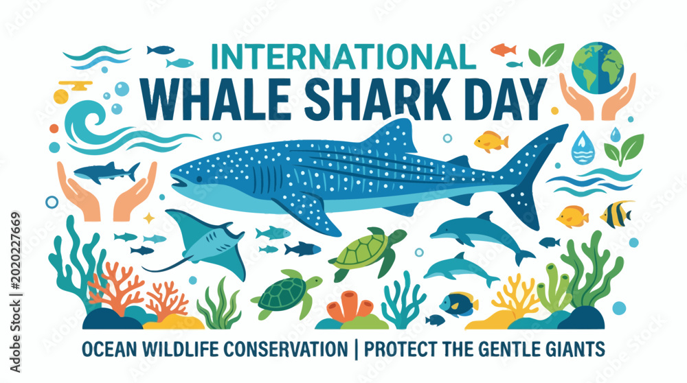 Φωτογραφία International Whale Shark Day Ocean Wildlife Conservation Banner