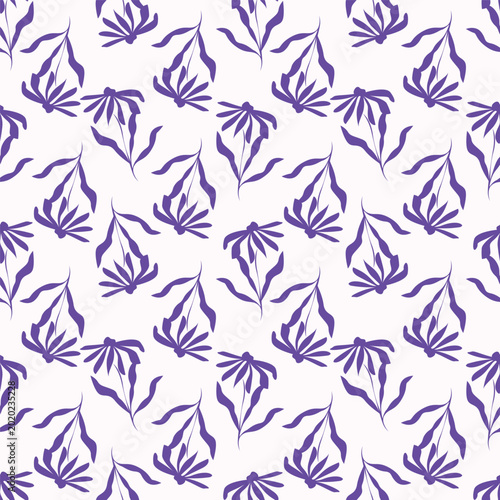 Seamless floral pattern, ditsy flower pattern, fabric print in elegant style on light background, blue timeless floral, small soft ditsy flower. Surface design for home textile, wallpaper pattern, fab