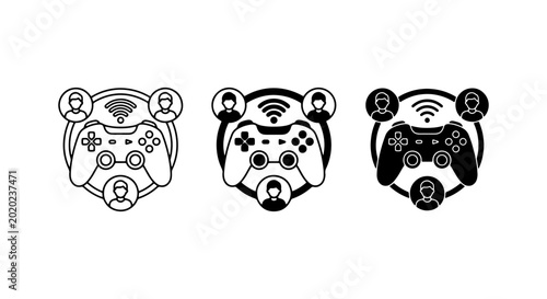 Obraz na płótnie Gaming Controller Icons, Multiplayer Gaming Symbols, Wireless Entertainment Vect