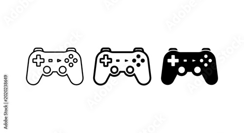 Photos Video Game Controller Icons, Retro Gaming Joysticks, Digital Entertainment Input