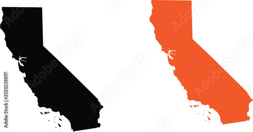 California state silhouette comparison black and orange Vector