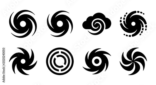 Photos Hurricane Icons Set, Cyclone Symbols Collection, Weather Storm Vector Graphics,