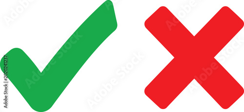 Foto Green check mark and red cross icon set Vector