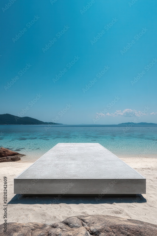 Fototapeta premium Concrete platform stretches toward turquoise sea