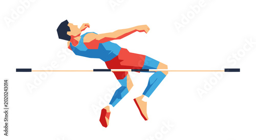 Obraz na płótnie Athlete High Jumping Over Bar - Dynamic Action Shot