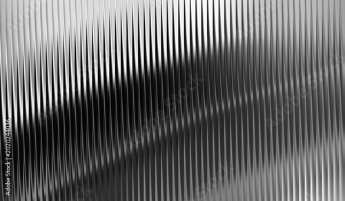 Foto Abstract background of vertical metallic ridges or fins with a smooth grey gradi