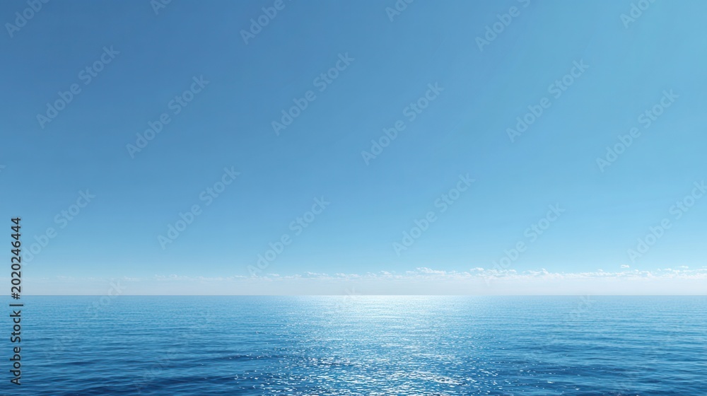 Obraz premium Infinite ocean meets clear sky at horizon line