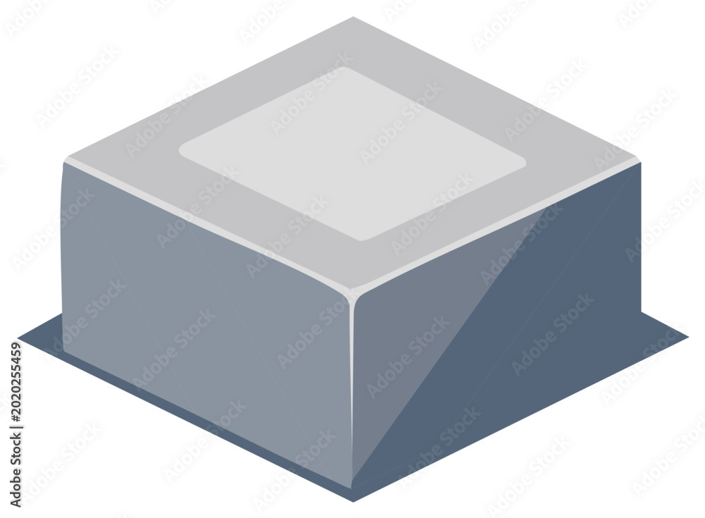 Naklejka premium Isometric Gray Box Simple Geometric Form Solid Container Storage Cube Object