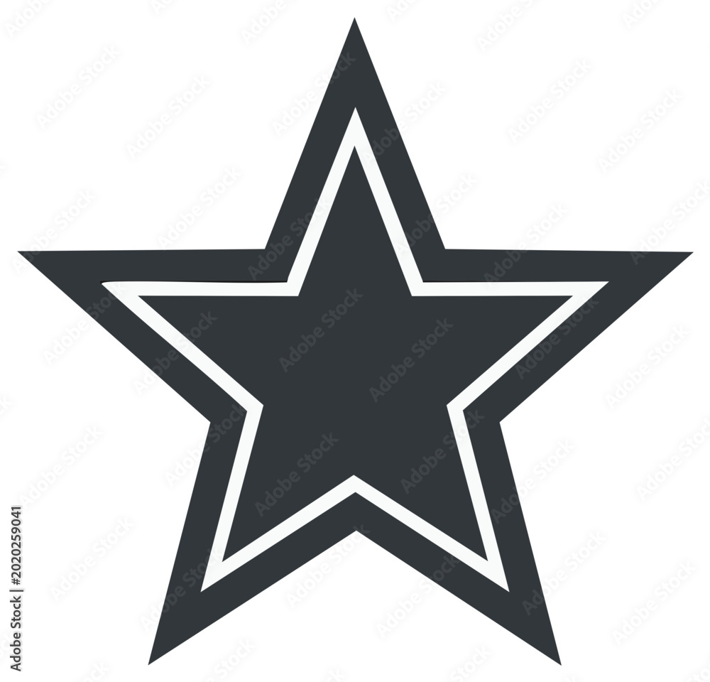 Obraz premium Bold five pointed star icon with a double outline vector graphic symbol