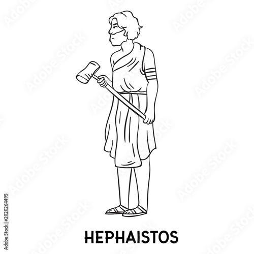 Quadro su tela Hephaistos hand drawn outline