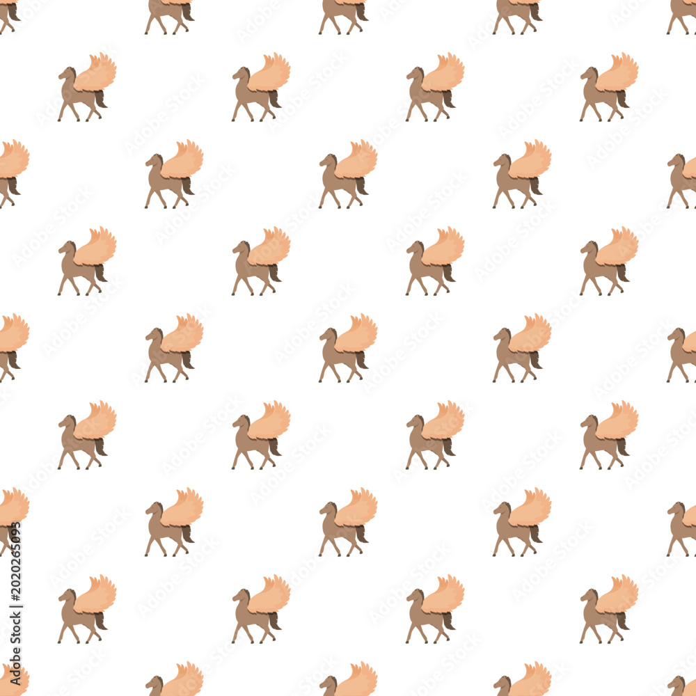 Obraz premium Flying winged horses repeating in a mythological fantasy pattern