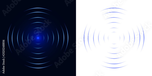 Photos Futuristic digital radar interfaces with glowing concentric waves and signal detection lines