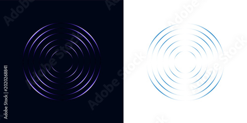 Fotografija Futuristic digital radar interfaces with glowing concentric waves and signal detection lines