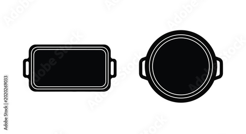 Konstfotografi Casserole dish and pot silhouette on a white background